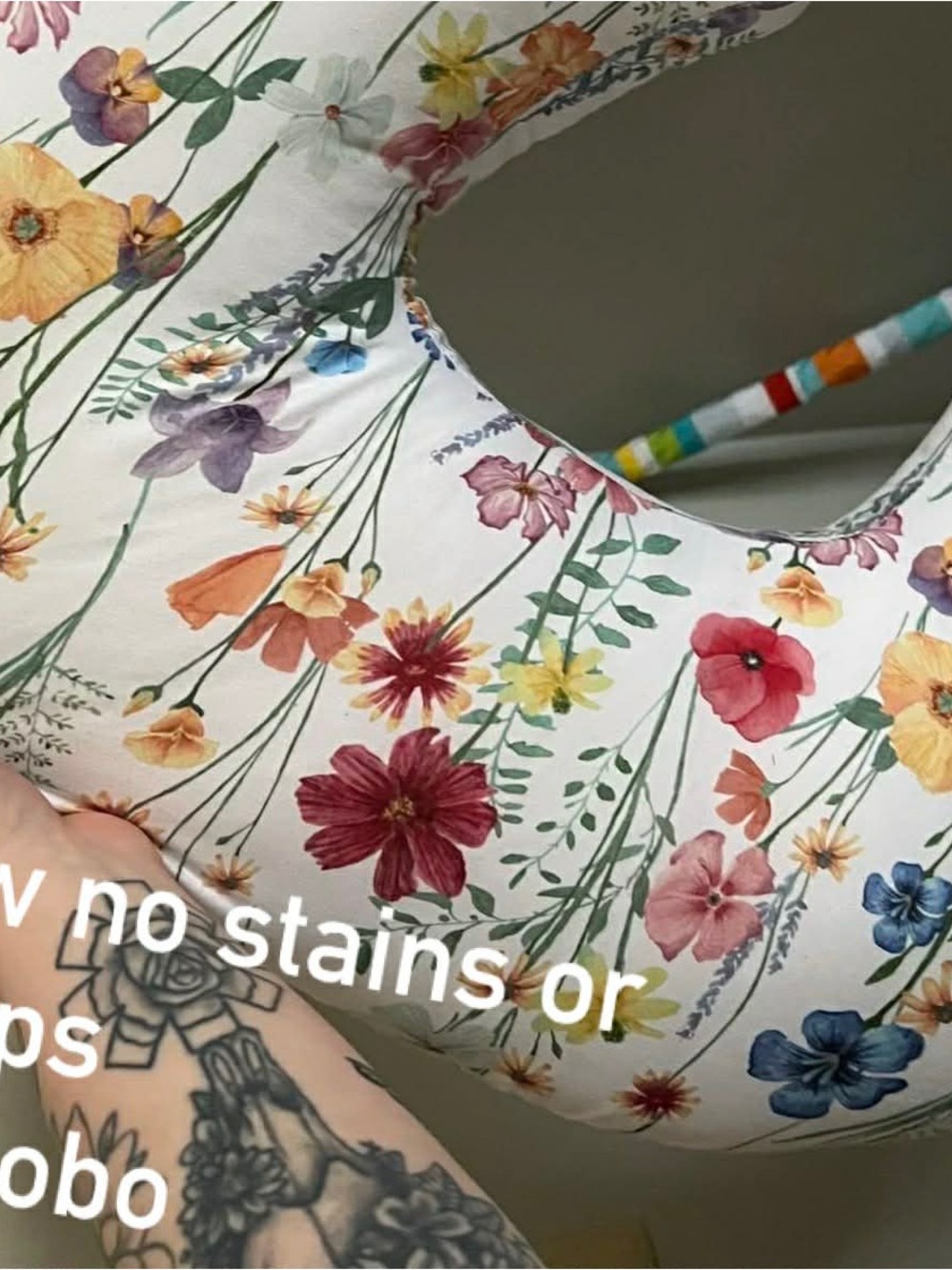 Amazon Floral Nursing Pillow Cover in White with Multicolor Flowers